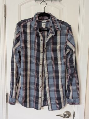 GAP Navy, Light Blue, Pink, Cream Knit Flannel M
